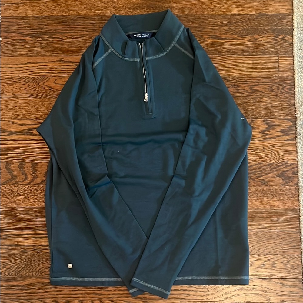 Peter Millar Men's Green Quarter-Zip Sweater - Picture 3 of 5